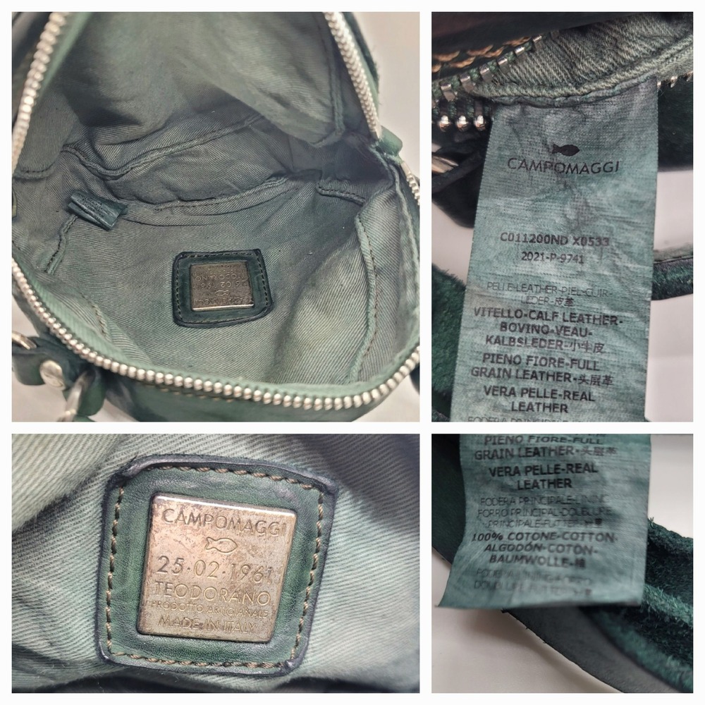 Campomaggi Green Leather Floral Studded Round Crossbody Bag Made In Italy - Picture 3 of 16